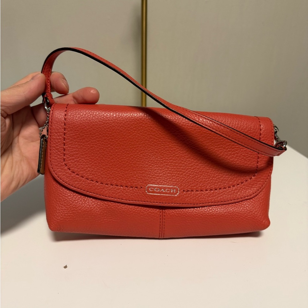 COACH F49177 PARK LEATHER LARGE FLAP WRISTLET RED